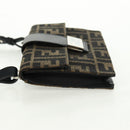 FENDI Zucca Canvas Shoulder Bag Black Brown Auth 165610SAM-5