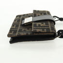 FENDI Zucca Canvas Shoulder Bag Black Brown Auth 165610SAM-6