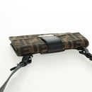 FENDI Zucca Canvas Shoulder Bag Black Brown Auth 165610SAM-7