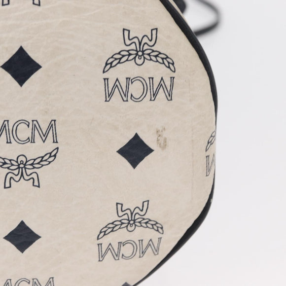 MCM Vicetos Logogram Shoulder Bag PVC Leather White Gold Auth 165611