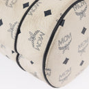 MCM Vicetos Logogram Shoulder Bag PVC Leather White Gold Auth 165611-11