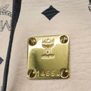 MCM Vicetos Logogram Shoulder Bag PVC Leather White Gold Auth 165611-15