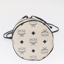 MCM Vicetos Logogram Shoulder Bag PVC Leather White Gold Auth 165611-9