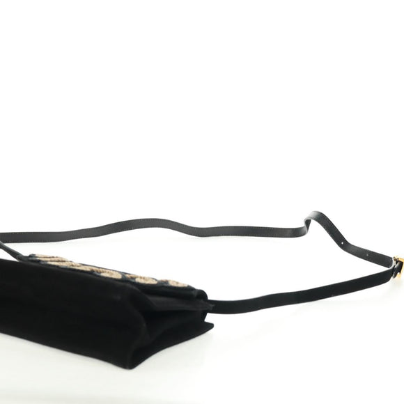 Salvatore Ferragamo Umhängetasche Wildleder Schwarz Gold Authentisch 165613V