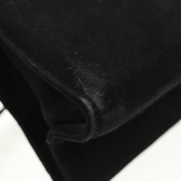 Salvatore Ferragamo Shoulder Bag Suede Black Gold Auth 165613V