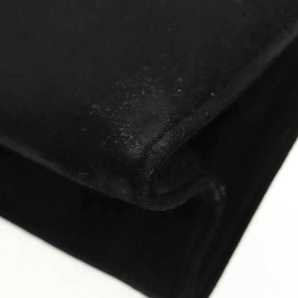 Salvatore Ferragamo Umhängetasche Wildleder Schwarz Gold Authentisch 165613V