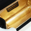 Salvatore Ferragamo Umhängetasche Wildleder Schwarz Gold Authentisch 165613V-10