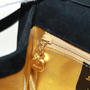 Salvatore Ferragamo Umhängetasche Wildleder Schwarz Gold Authentisch 165613V-23