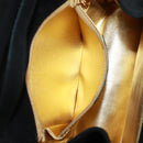 Salvatore Ferragamo Umhängetasche Wildleder Schwarz Gold Authentisch 165613V-24