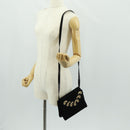 Salvatore Ferragamo Shoulder Bag Suede Black Gold Auth 165613V-25