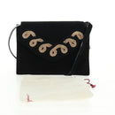 Salvatore Ferragamo Shoulder Bag Suede Black Gold Auth 165613V-12