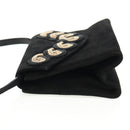 Salvatore Ferragamo Umhängetasche Wildleder Schwarz Gold Authentisch 165613V-3