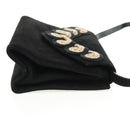 Salvatore Ferragamo Umhängetasche Wildleder Schwarz Gold Authentisch 165613V-4