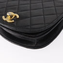 CHANEL Pouch Lamb Skin Black Gold CC Auth 165615-10