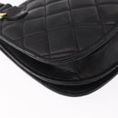 CHANEL Pouch Lamb Skin Black Gold CC Auth 165615-15