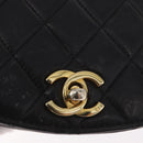 CHANEL Pouch Lamb Skin Black Gold CC Auth 165615-17