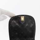 CHANEL Pouch Lamb Skin Black Gold CC Auth 165615-18