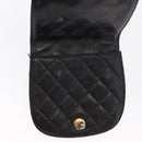 CHANEL Pouch Lamb Skin Black Gold CC Auth 165615-16
