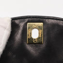 CHANEL Pouch Lamb Skin Black Gold CC Auth 165615-17