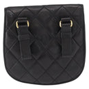 CHANEL Pouch Lamb Skin Black Gold CC Auth 165615-3