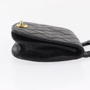 CHANEL Pouch Lamb Skin Black Gold CC Auth 165615-3