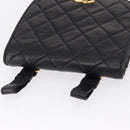 CHANEL Pouch Lamb Skin Black Gold CC Auth 165615-6