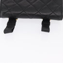 CHANEL Pouch Lamb Skin Black Gold CC Auth 165615-7