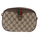 GUCCI GG Supreme Web Sherry Line Bag PVC Beige Gold 007 58 6112 4023 Auth 165618-13
