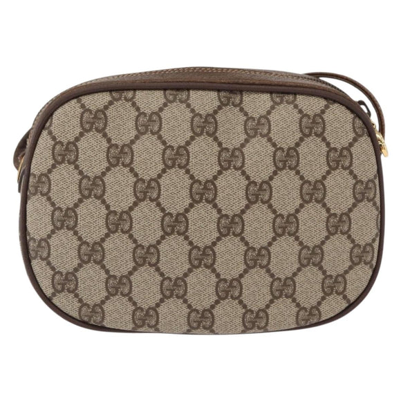 GUCCI GG Supreme Web Sherry Line Bag PVC Beige Gold 007 58 6112 4023 Auth 165618