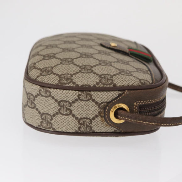 GUCCI GG Supreme Web Sherry Line Bag PVC Beige Gold 007 58 6112 4023 Auth 165618