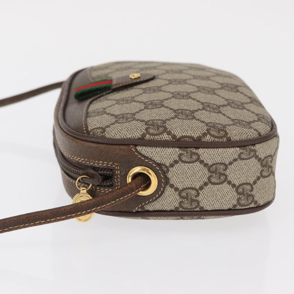 GUCCI GG Supreme Web Sherry Line Bag PVC Beige Gold 007 58 6112 4023 Auth 165618