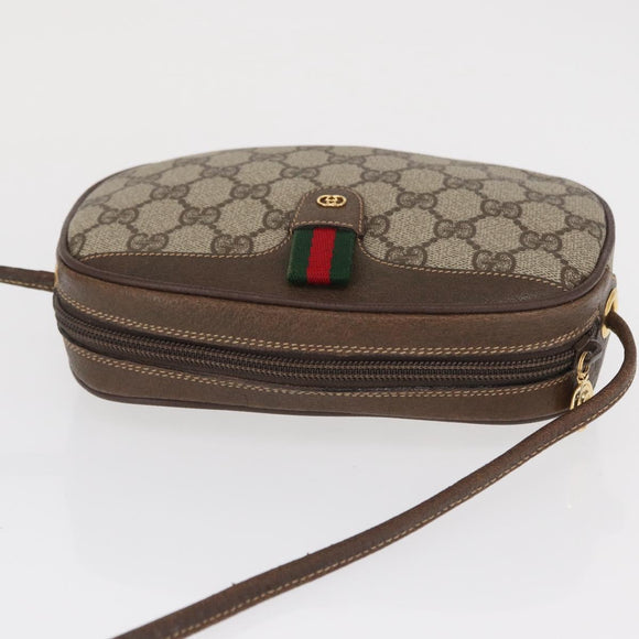 GUCCI GG Supreme Web Sherry Line Bag PVC Beige Gold 007 58 6112 4023 Auth 165618