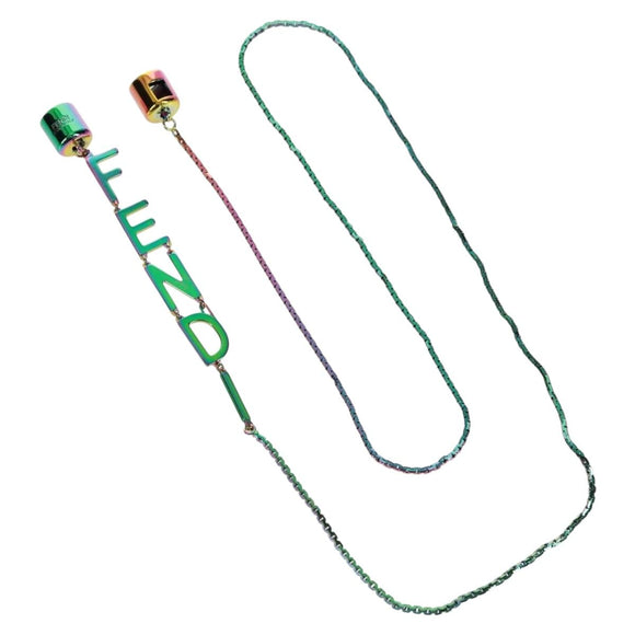 FENDI Necklace metal Blue Green pink Auth 165619SAM