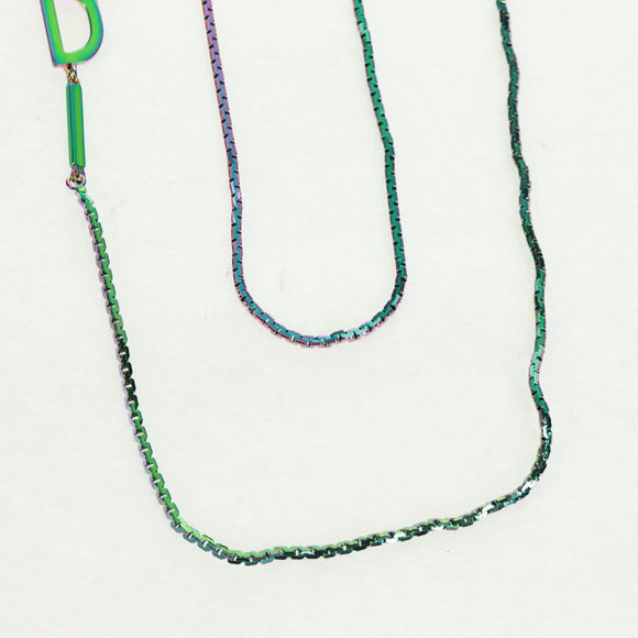 FENDI Necklace metal Blue Green pink Auth 165619SAM