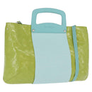 Salvatore Ferragamo Hand Bag Patent leather 2way Green Silver Auth 165620-1