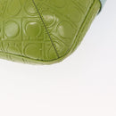 Salvatore Ferragamo Hand Bag Patent leather 2way Green Silver Auth 165620-12