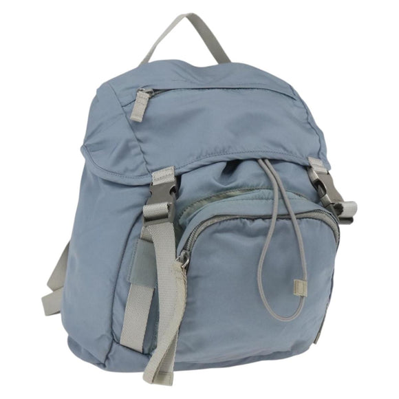 PRADA Backpack Nylon Light Blue Silver Auth 165621