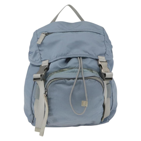 PRADA Backpack Nylon Light Blue Silver Auth 165621