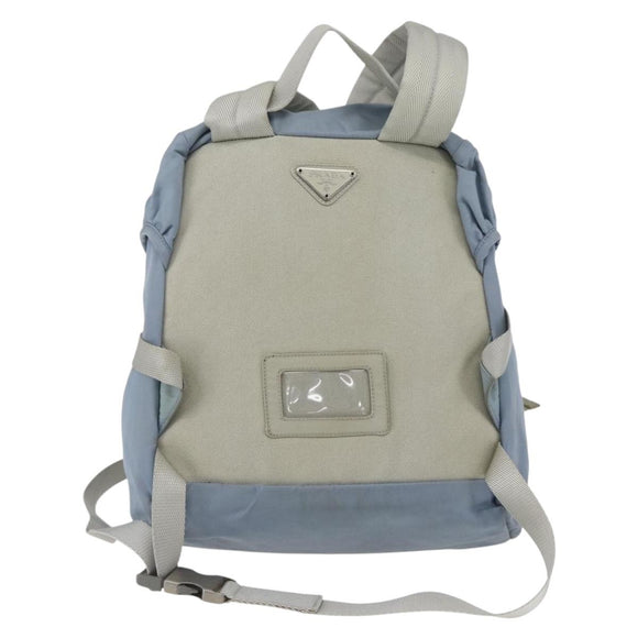PRADA Backpack Nylon Light Blue Silver Auth 165621