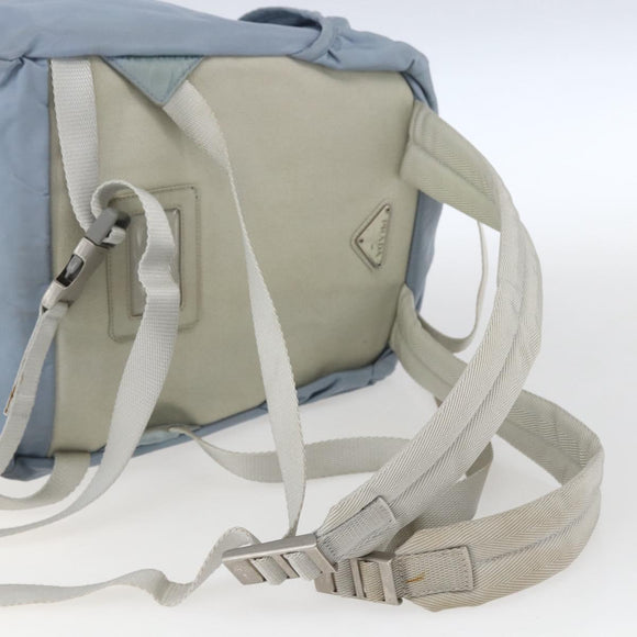 PRADA Backpack Nylon Light Blue Silver Auth 165621