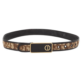 Christian Dior Trotter Canvas Belt 32.3"" Brown Auth 165630