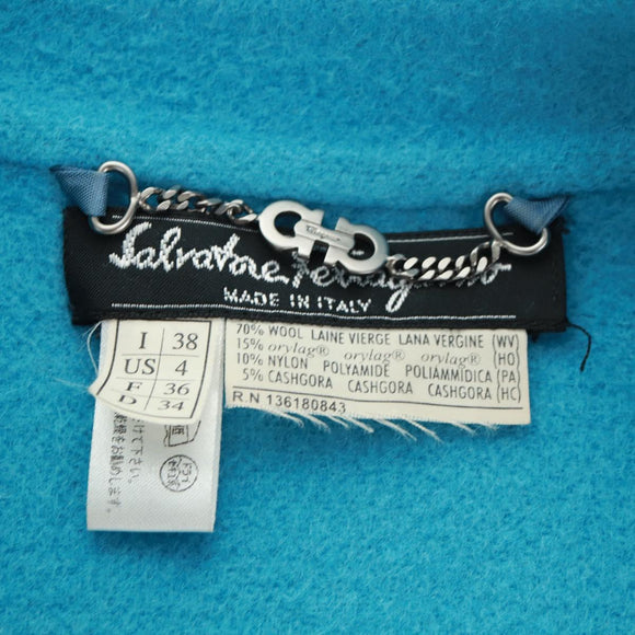 Salvatore Ferragamo Jacket Wool Light Blue Auth 165633