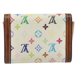 LOUIS VUITTON Multicolor Porte Monnaie Pla Coin Purse White M92657 Auth 165635 - 0
