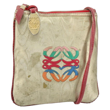 LOEWE Anagram Shoulder Bag Leather Gold Auth 165638