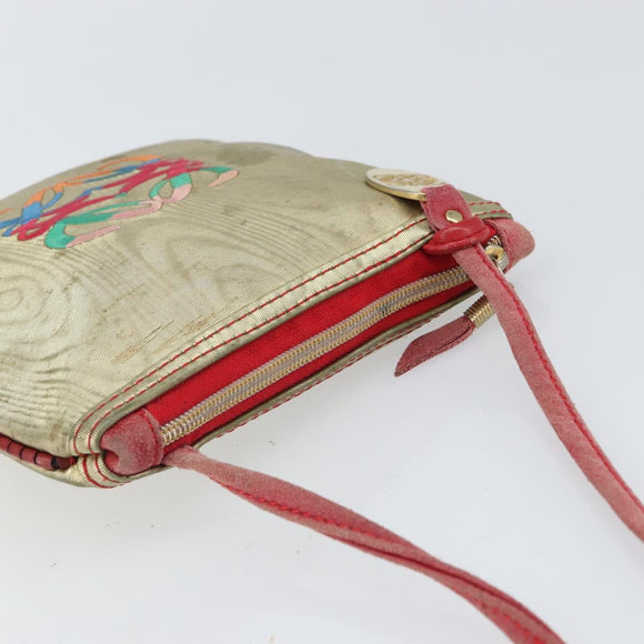 LOEWE Anagram Shoulder Bag Leather Gold Auth 165638