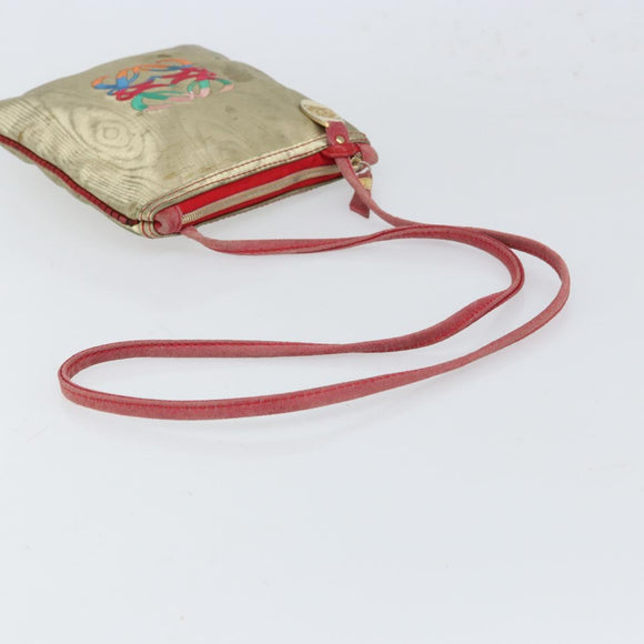 LOEWE Anagram Shoulder Bag Leather Gold Auth 165638