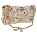 CHANEL Matelasse 25 Single Flap Chain Bag Canvas Beige Gold CC Auth 165652SAV-1