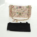 CHANEL Matelasse 25 Single Flap Chain Bag Canvas Beige Gold CC Auth 165652SAV-28