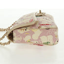 CHANEL Matelasse 25 Single Flap Chain Bag Canvas Beige Gold CC Auth 165652SAV-4