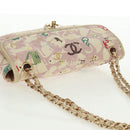 CHANEL Matelasse 25 Single Flap Chain Bag Canvas Beige Gold CC Auth 165652SAV-6